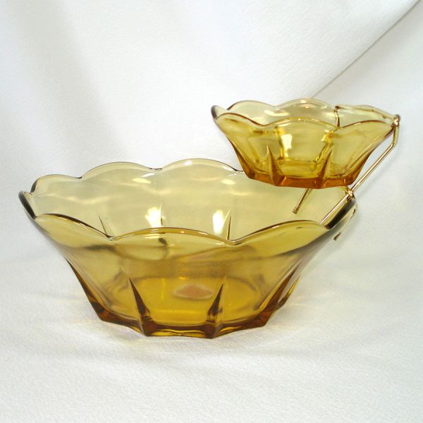 Anchor Hocking Honey Gold Glass Chip and Dip Set #2