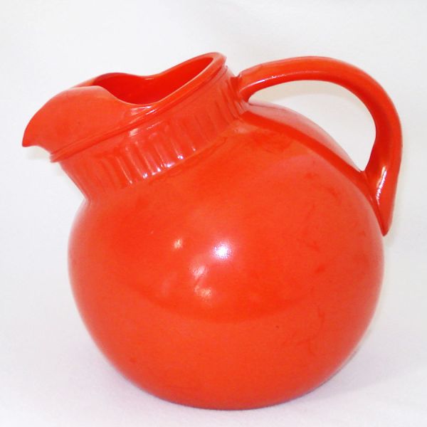 Anchor Hocking Fired-On Orange Rainbow Tilt Ball Pitcher