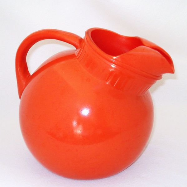 Anchor Hocking Fired-On Orange Rainbow Tilt Ball Pitcher #2