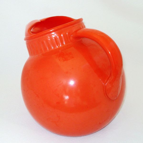 Anchor Hocking Fired-On Orange Rainbow Tilt Ball Pitcher #3