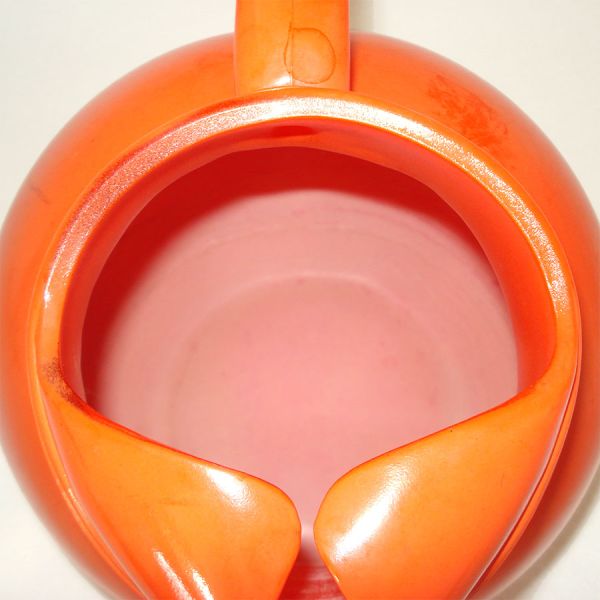 Anchor Hocking Fired-On Orange Rainbow Tilt Ball Pitcher #4