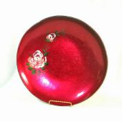 Large Magenta Anodized Hammered Aluminum Bowl Painted Roses Clearance
