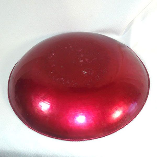 Large Magenta Anodized Hammered Aluminum Bowl Painted Roses Clearance #3