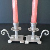 Pair Everlast Hammered Aluminum Candlesticks