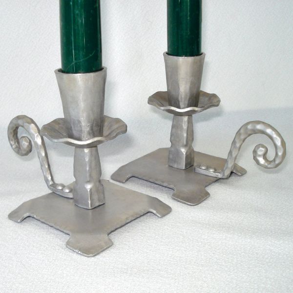 Pair Everlast Hammered Aluminum Candlesticks #2