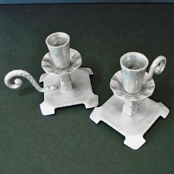 Pair Everlast Hammered Aluminum Candlesticks #3