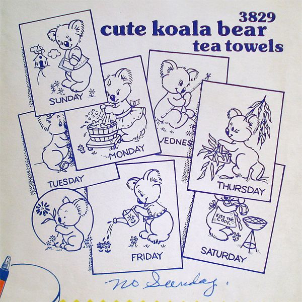 Aunt Marthas Koala Bears, Kittens 2 Transfer Patterns Sealed #2
