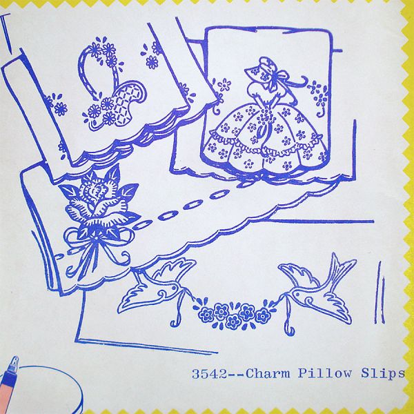 Aunt Marthas 2 Pillow Slips Transfer Patterns Sealed Florals, Southern Belle #2