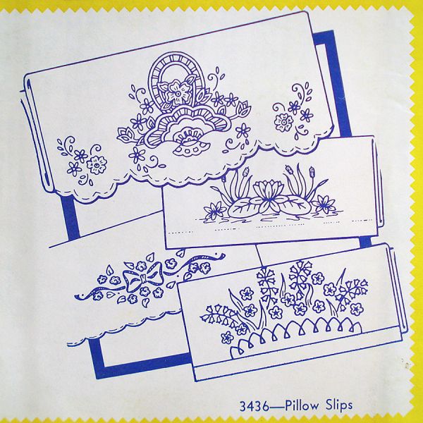 Aunt Marthas 2 Pillow Slips Transfer Patterns Sealed Florals, Southern Belle #3