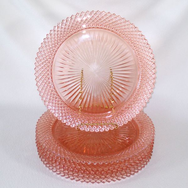 6 Miss America Anchor Hocking Pink Glass Dinner Plates