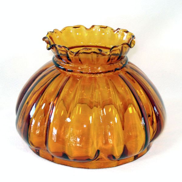 Amber Melon Rib Glass Lamp Shade 7 Inch Fitter