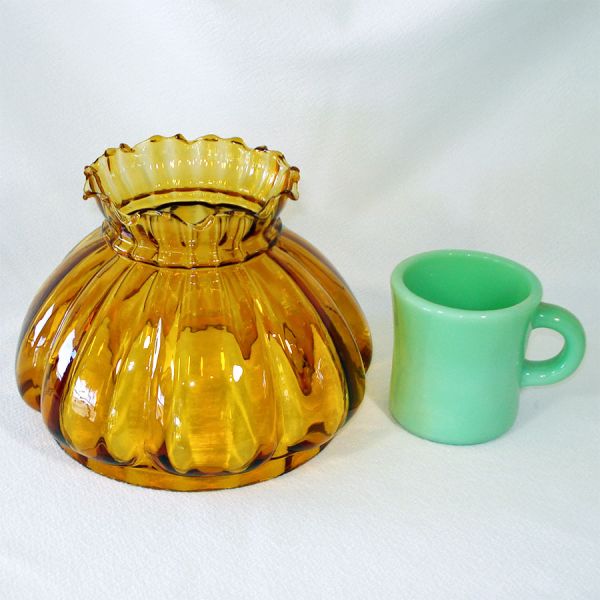 Amber Melon Rib Glass Lamp Shade 7 Inch Fitter #2