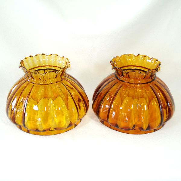 Amber Melon Rib Glass Lamp Shade 7 Inch Fitter #3