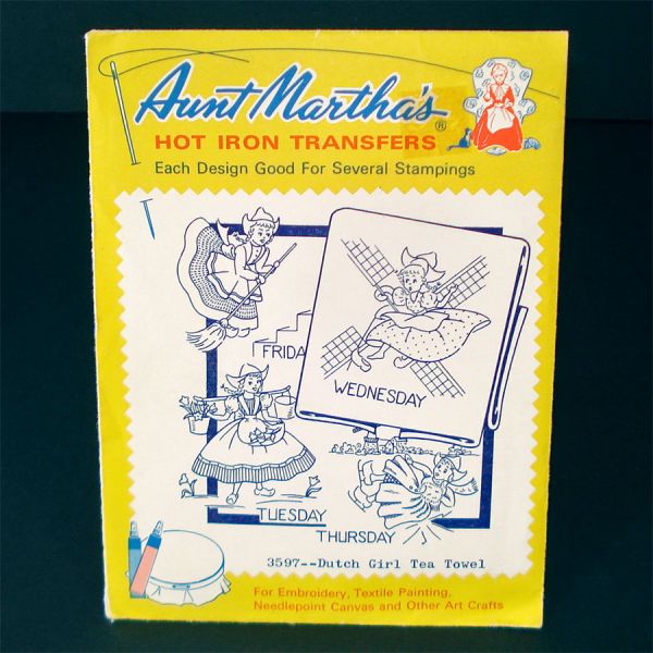 Aunt Marthas Dutch Girl Tea Towels Iron-On Transfer Pattern Sealed