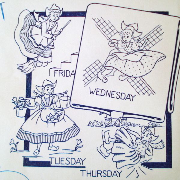 Aunt Marthas Dutch Girl Tea Towels Iron-On Transfer Pattern Sealed #2