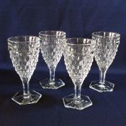 Fostoria American Set 4 Hex Foot Water Goblets