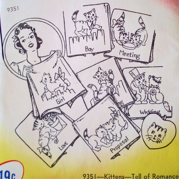 Aunt Marthas Kittens Tell of Romance Iron On Transfer Patterns #2