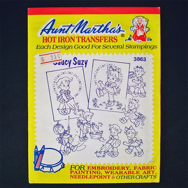 Aunt Marthas Saucy Suzy Iron On Embroidery Transfers Sealed