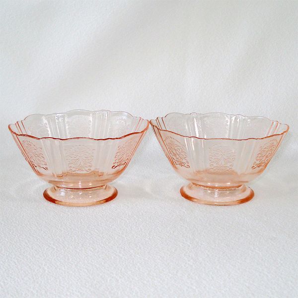 American Sweetheart Pink Depression Glass 2 Sherbet Bowls