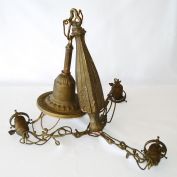 Antique Brass, Composition Hanging 4 Bulb Light Fixture For Parts