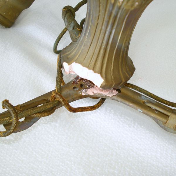Antique Brass, Composition Hanging 4 Bulb Light Fixture For Parts #6