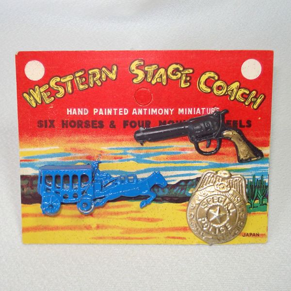 Western Stagecoach Antimony Toy Play Set Mint on Card Clearance