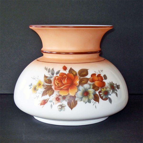 Apricot Floral Hurricane Style Glass Lamp Shade #2