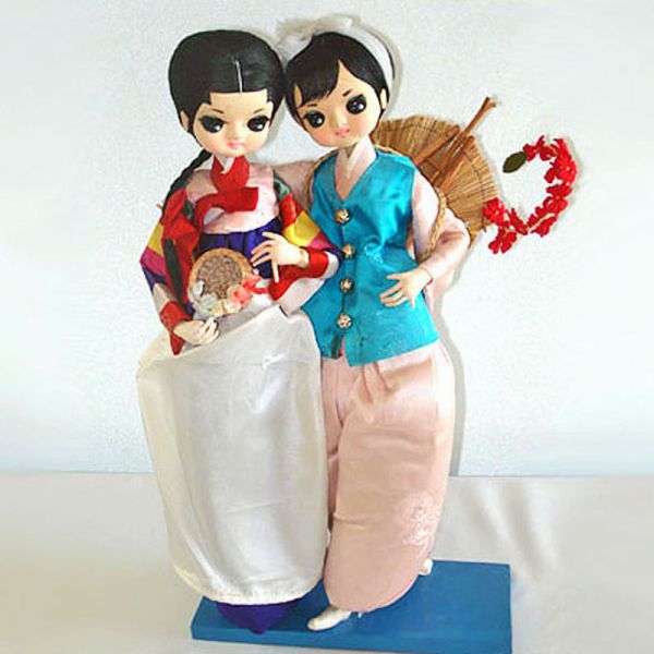 Pair Bradley Big Eyed Oriental Asian Girl Boudoir Dolls #1