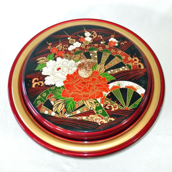 Asian Laquerware Revolving Lazy Susan Server #4