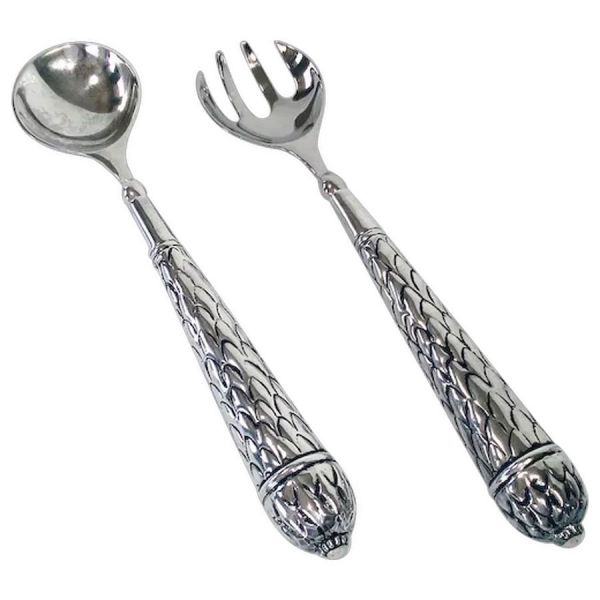 Silverplate Salad Servers Set Asparagus Handles