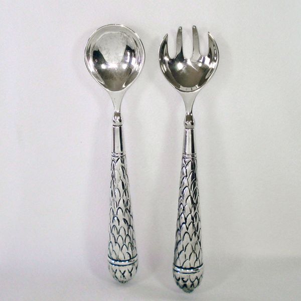 Silverplate Salad Servers Set Asparagus Handles #2