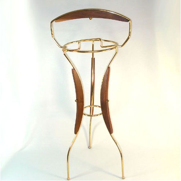 Retro 1960s Brass and Wood Smoking Stand Clearance