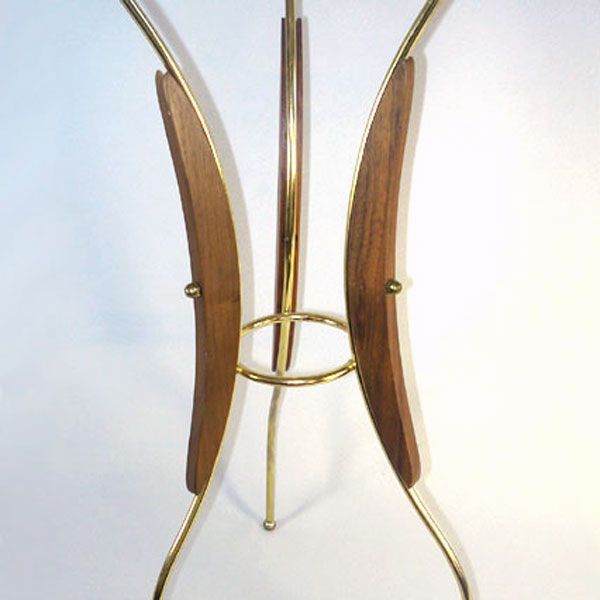 Retro 1960s Brass and Wood Smoking Stand Clearance #3
