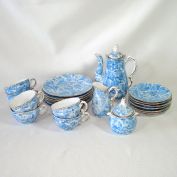 Blue White 21 Pc Antique Austrian Child's Toy Tea Set Clearance