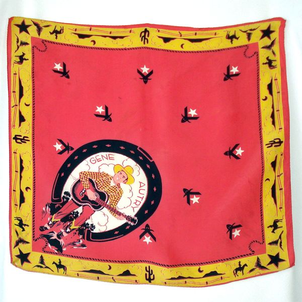 Gene Autry Singing Cowboy Circa 1940 Rayon Scarf