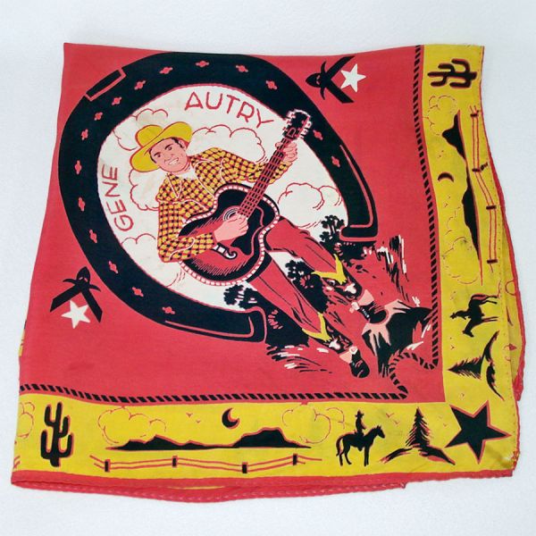 Gene Autry Singing Cowboy Circa 1940 Rayon Scarf #5