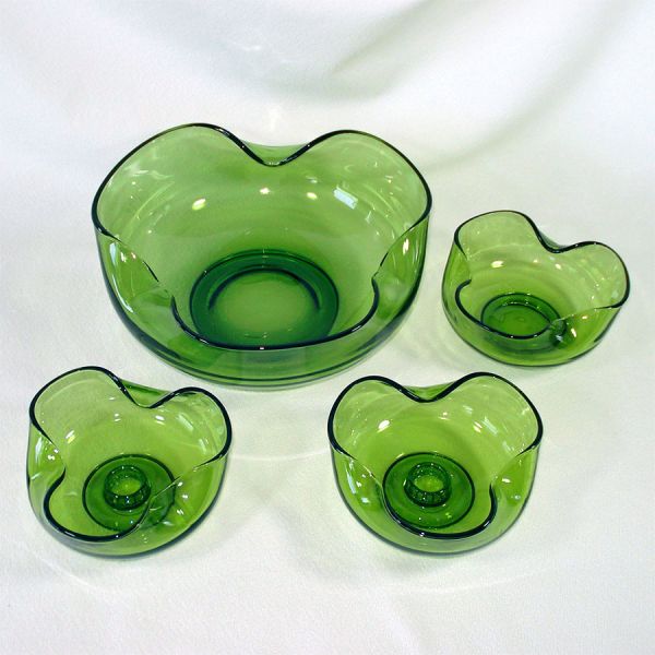 Anchor Hocking Avocado Green Console Set in Box 4 Piece #4