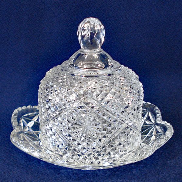 Avon by Fostoria Round Glass Butter Dish Clearance
