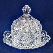 Avon by Fostoria Round Glass Butter Dish Clearance