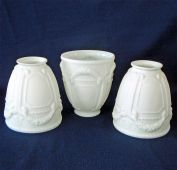 3 White Satin Milk Glass Light Fixture Sconce Shades