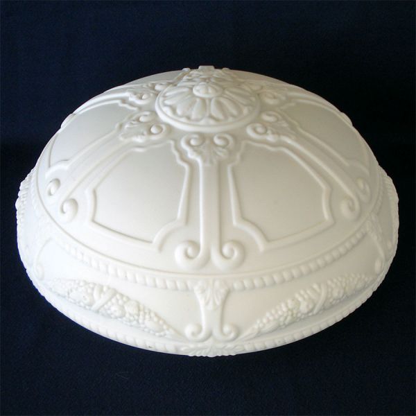 Embossed Milk Glass Inverted Dome Antique Light Shade 14 Inch #2