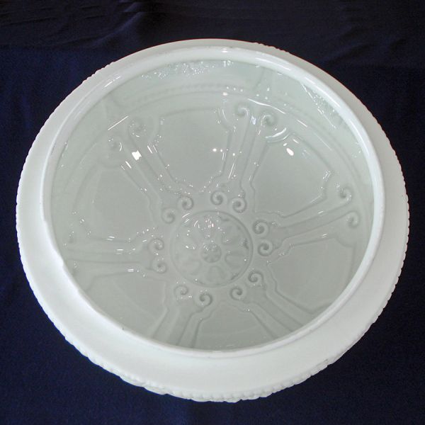 Embossed Milk Glass Inverted Dome Antique Light Shade 14 Inch #4