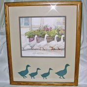 Dawna Barton 1983 Framed Geese Print Dinner Call