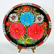 Colorful Flowers Hand Painted Mexican Batea Bowl