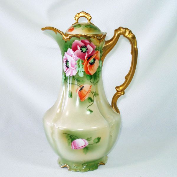Bavarian Royal Munich Hand Painted Poppies Chocolate Pot Clearance