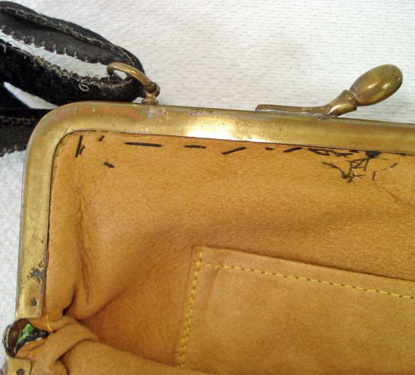 Antique Floral Glass Beaded Fringed Handbag Purse #6