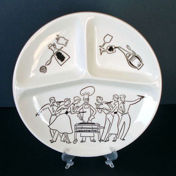 Royal China 1950s Divided Barbecue Grill Plates Clearance