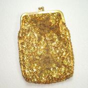 Shimmery Gold Beaded Sequined Evening Bag Cigarette Purse Clearance