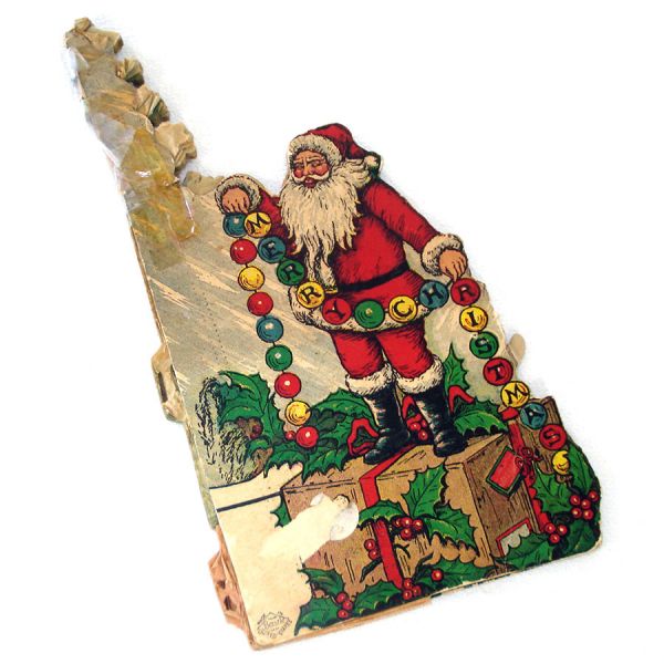 Beistle 1925 Fold Out Tissue Christmas Display Card Tree Santa #2