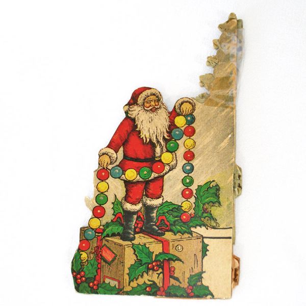 Beistle 1925 Fold Out Tissue Christmas Display Card Tree Santa #3